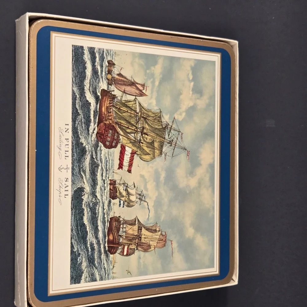 Vintage Pimpernel Sailing Ships Cork Backed Placemats Set of 6 Made in UK